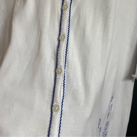 Vanity Fair 3X White Button-Front Pajama Top Coastal Grandma Floral*READ* - Picture 2 of 9